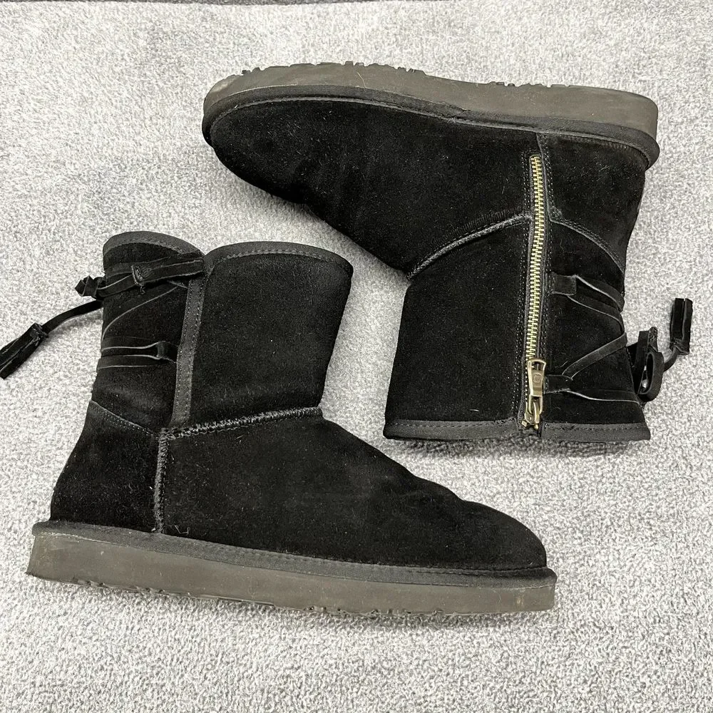 Lamo‎ Boots Womens 8 Black Water Stain Resistant Suede Kitt Zipped winter